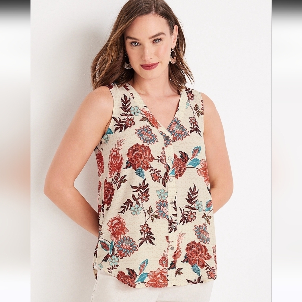 Maurcies Floral Button Down Tank